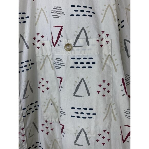 Dick Idol Mens XXL 2XL Tall Geometric Print Short Sleeve Button Up Shirt Cotton - Picture 5 of 6